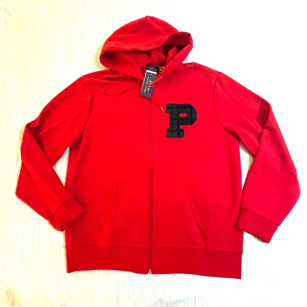 Polo Ralph Lauren Double Tech Chenille P Patch Zip Up Hoodie